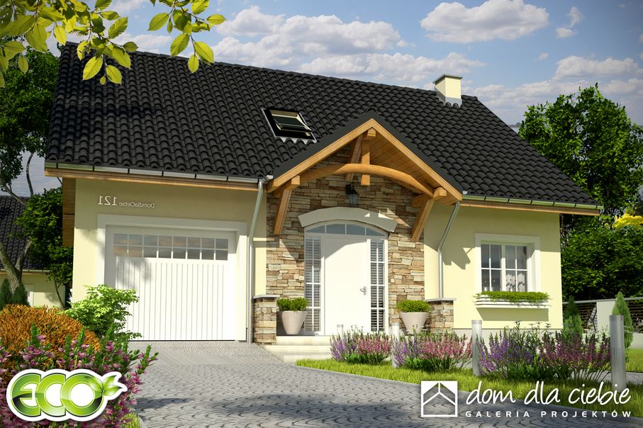 budowa domu Inka z garażem 1-st. [A] (odbicie lustrzane) - New-House