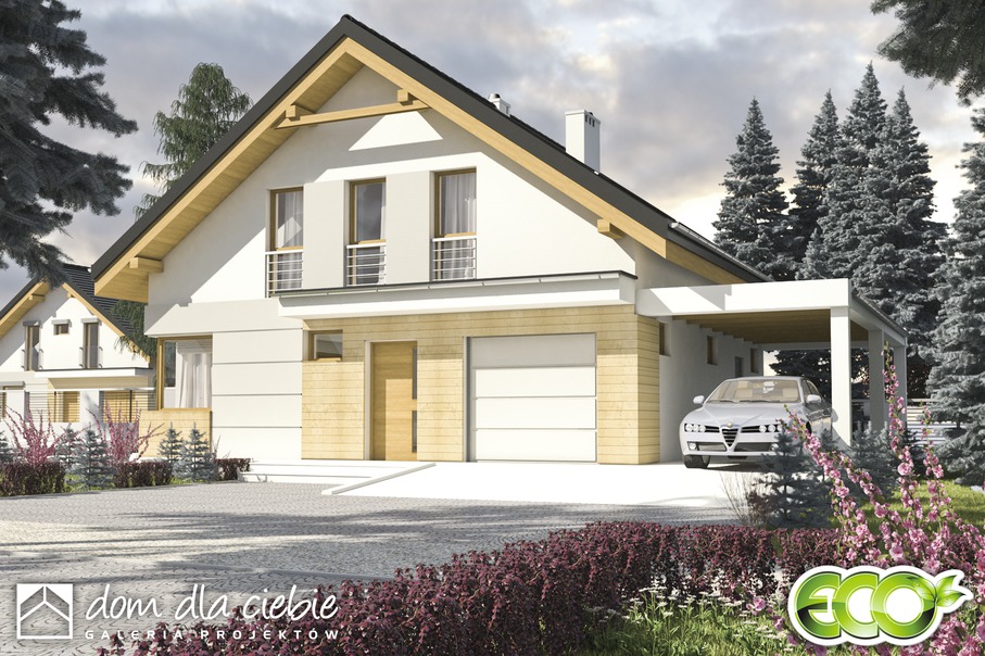 budowa domu Nowinka II z garażem i wiatą [A1] - New-House