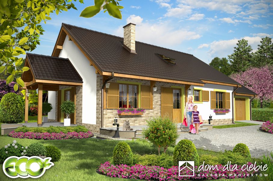 budowa domu Hirek z garażem 1-st. [A] (odbicie lustrzane) - New-House