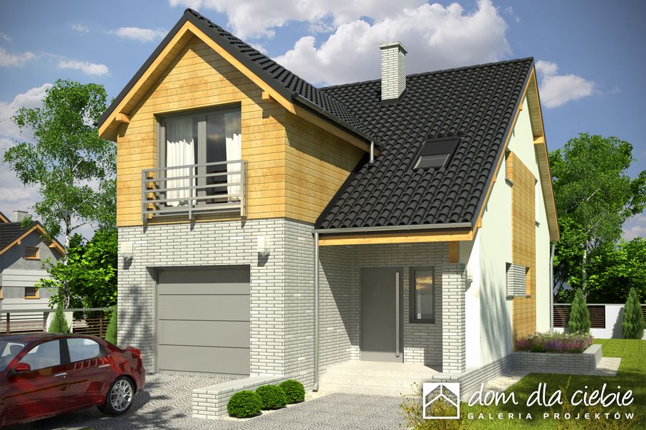 budowa domu Bazyli z garażem 1-st. [A] (odbicie lustrzane) - New-House