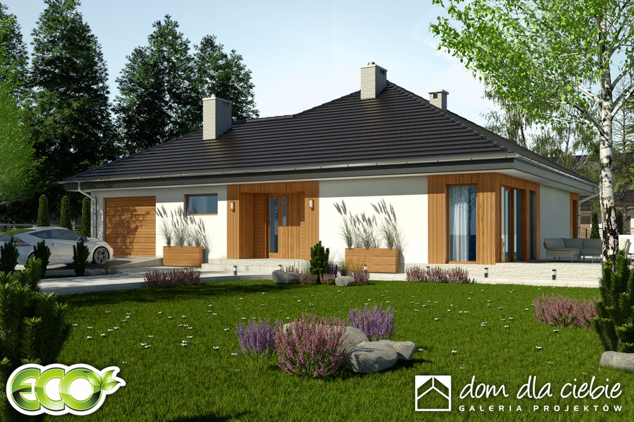budowa domu Kalandra z garażem 1-st. [A] (odbicie lustrzane) - New-House