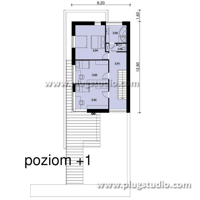 PS-KR-150-V5-G2 projekt domu na skarpie dach płaski nowoczesny - miniatura 10