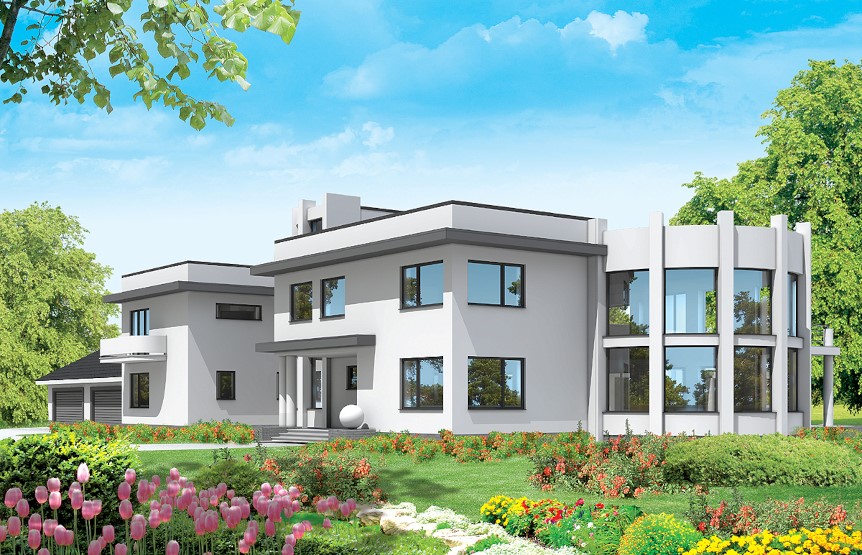 budowa domu Evita z basenem (odbicie lustrzane) - New-House