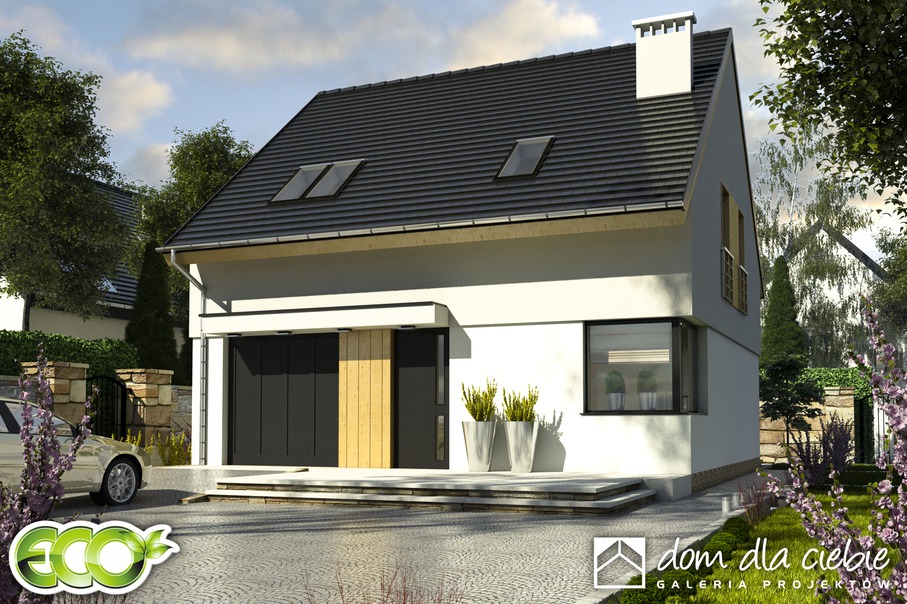 budowa domu Szczęśliwa z garażem 1-st. [A] (odbicie lustrzane) - New-House
