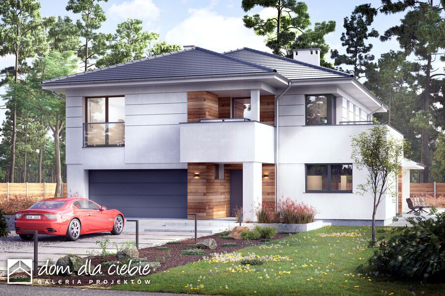 budowa domu Willa Sosnowa z garażem 2-st. [A] - New-House