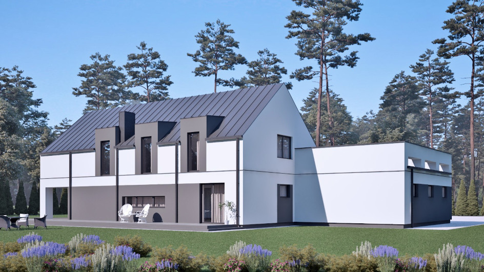 Budowa domu uA176v1 (odbicie lustrzane) z New-House