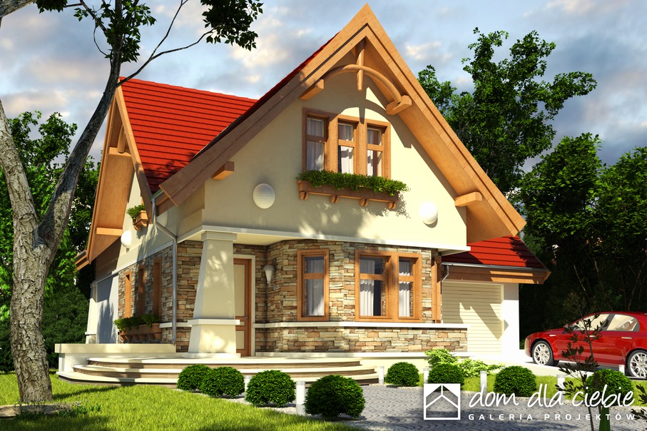 budowa domu Kowalik z garażem 1-st. [A] (odbicie lustrzane) - New-House