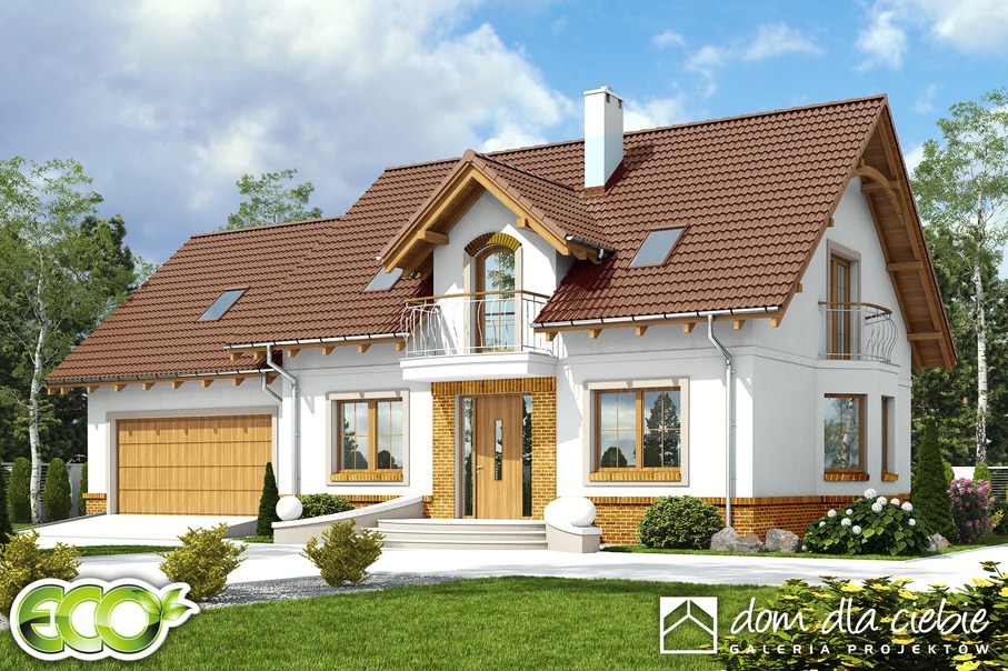 budowa domu Dom Dla Ciebie 1 w3 z garażem 2-st. [A1] (odbicie lustrzane) - New-House