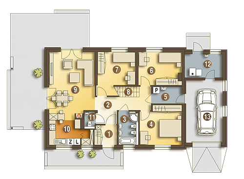Hirek trend z garażem 1-st. [A] (odbicie lustrzane) - miniatura 7