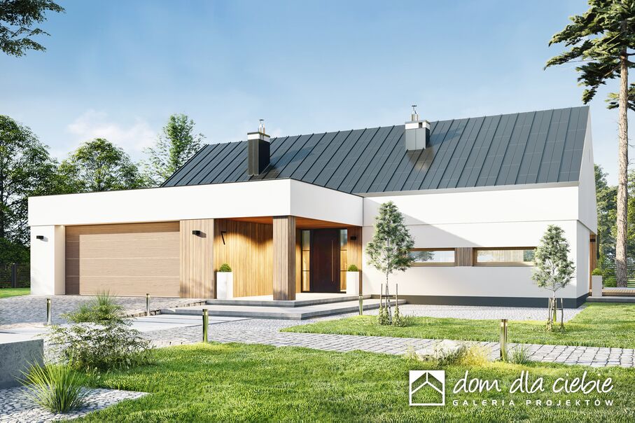 budowa domu Magnetyt z garażem 2-st. [A] (odbicie lustrzane) - New-House