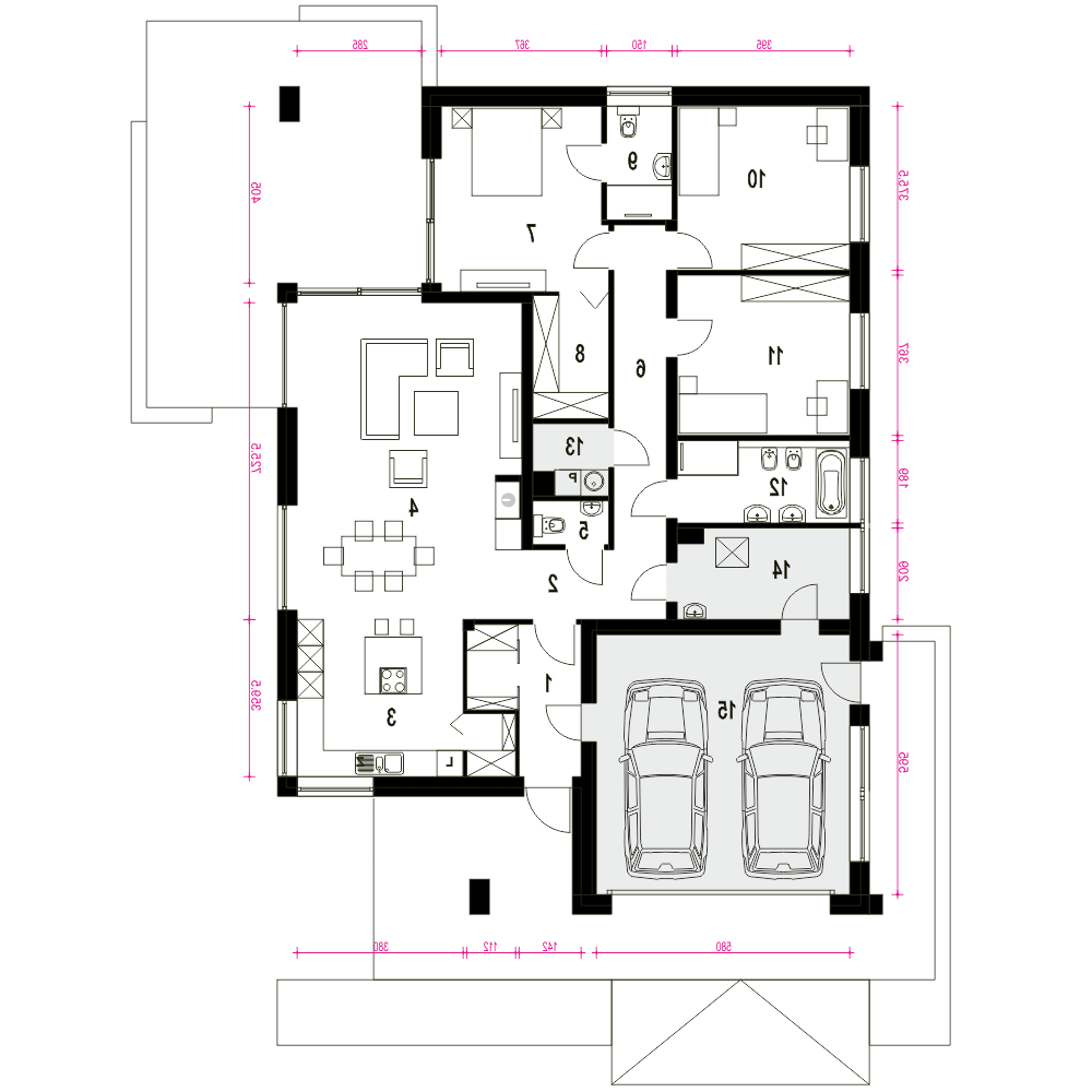 Bursztyn z garażem 2-st. [A] (odbicie lustrzane) - miniatura 8