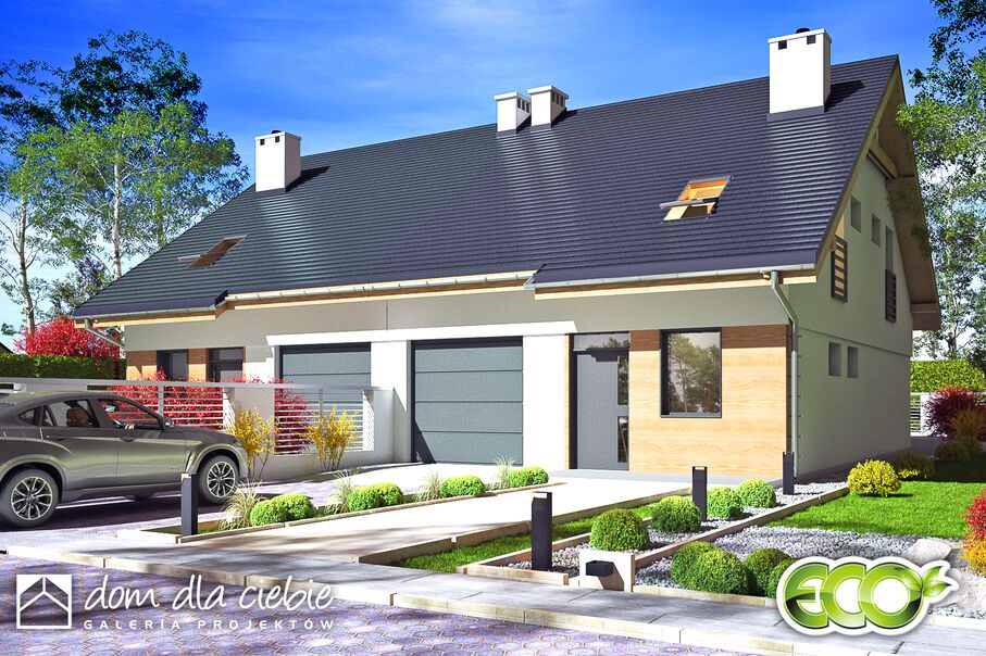 budowa domu Głuszec III z garażem 1-st. bliźniak [A-BL] - New-House