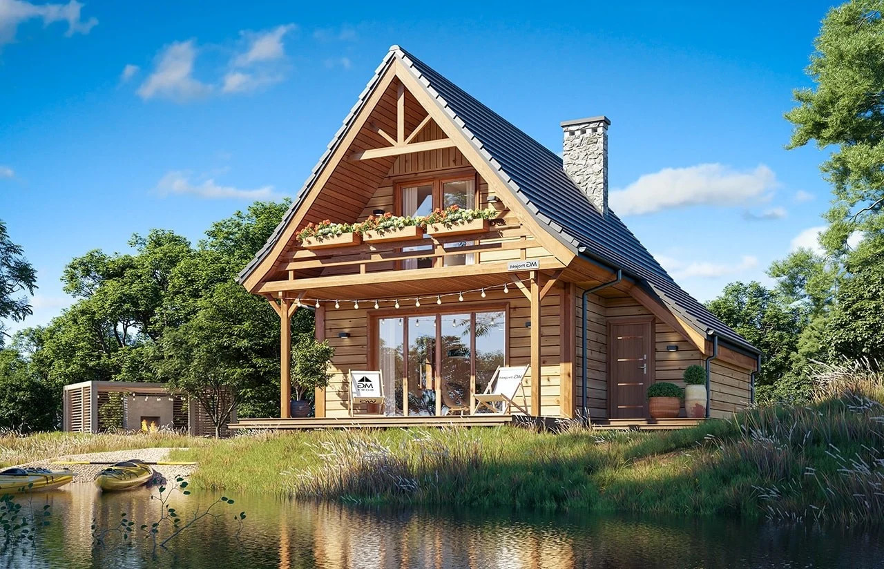 budowa domu - Chatka 2 drewniana (odbicie lustrzane) - New-House