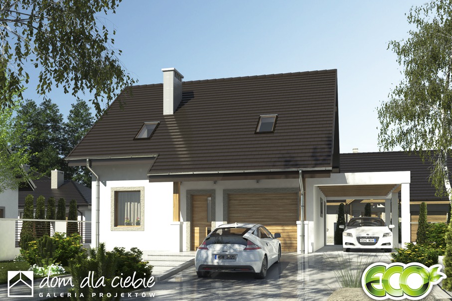 budowa domu Truskawka z garażem i wiatą [A1] - New-House