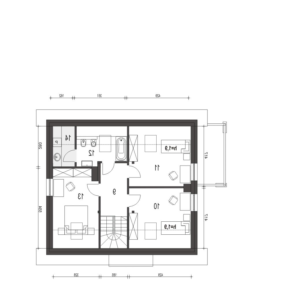 Monika II z garażem 1-st. [A] (odbicie lustrzane) - miniatura 9