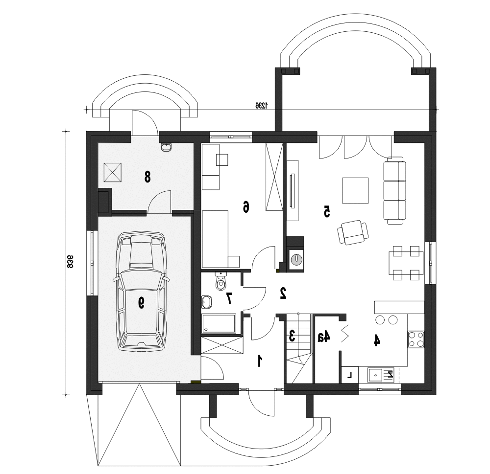 Inka III z garażem 1-st. [A] (odbicie lustrzane) - miniatura 8