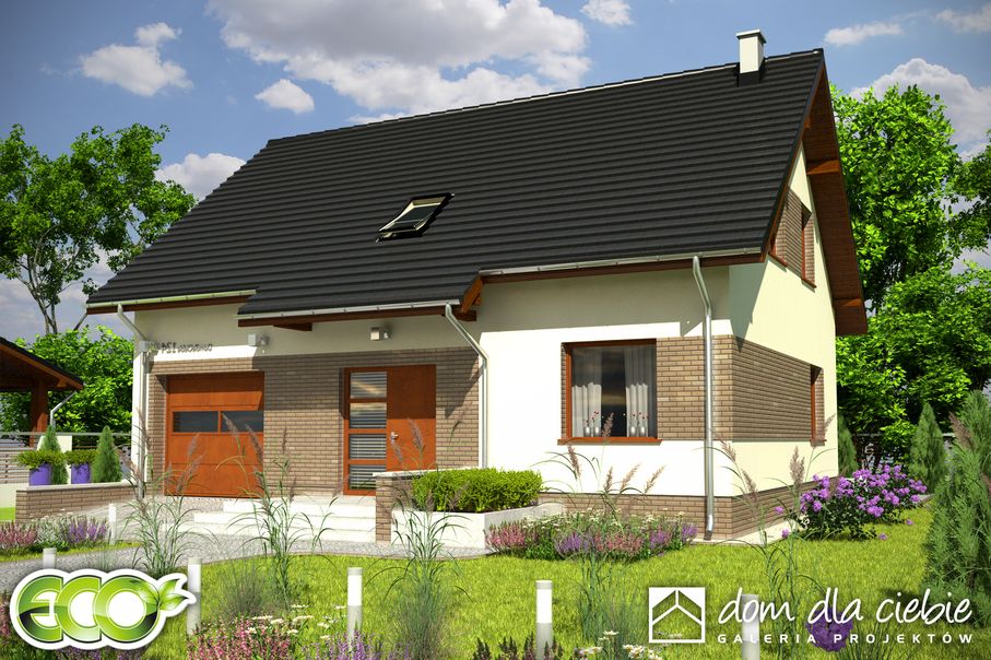 budowa domu Emma z garażem 1-st. [A] (odbicie lustrzane) - New-House