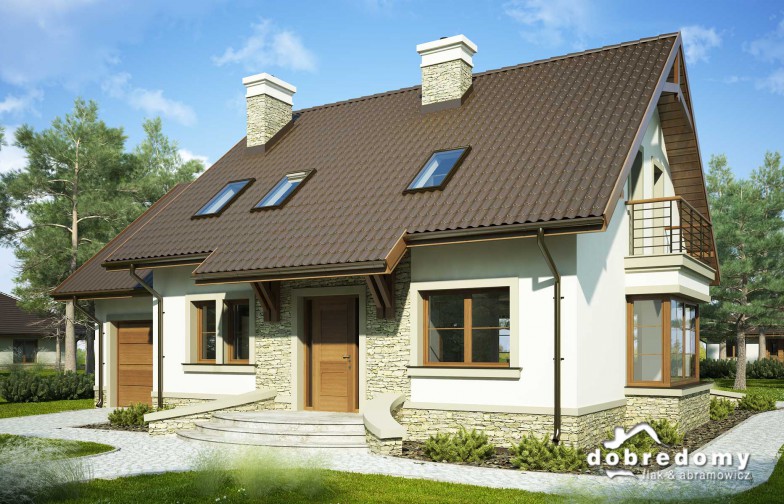 budowa domu Anteusz z wykuszem 1G odbicie lustrzane - New-House