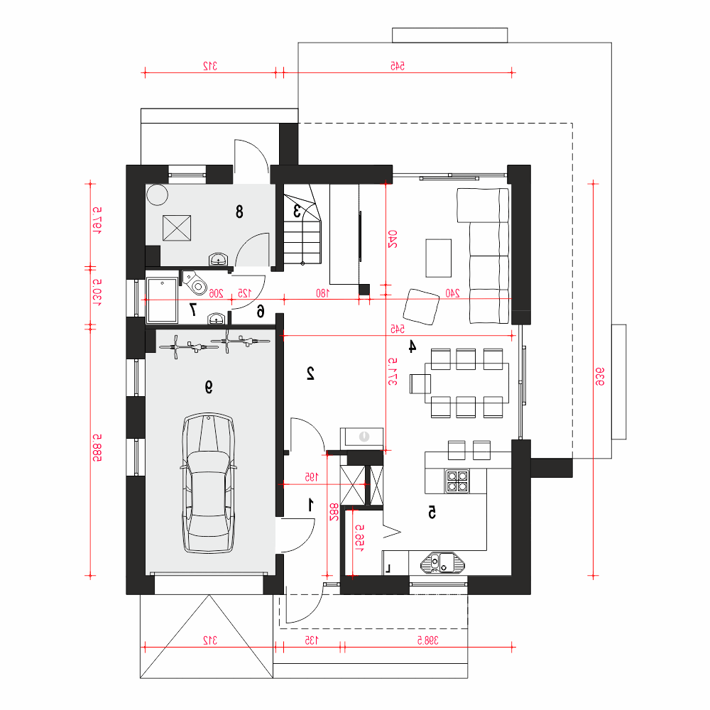 Wawrzyn z garażem 1-st.[A] (odbicie lustrzane) - miniatura 9