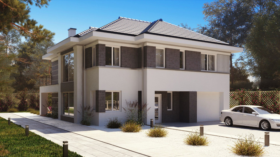 Budowa domu uA84 (odbicie lustrzane) z New-House