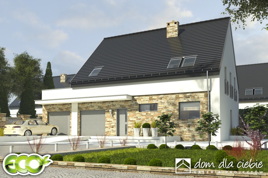 budowa domu Bernikla II z garażem 2-st. [A1] (odbicie lustrzane) - New-House