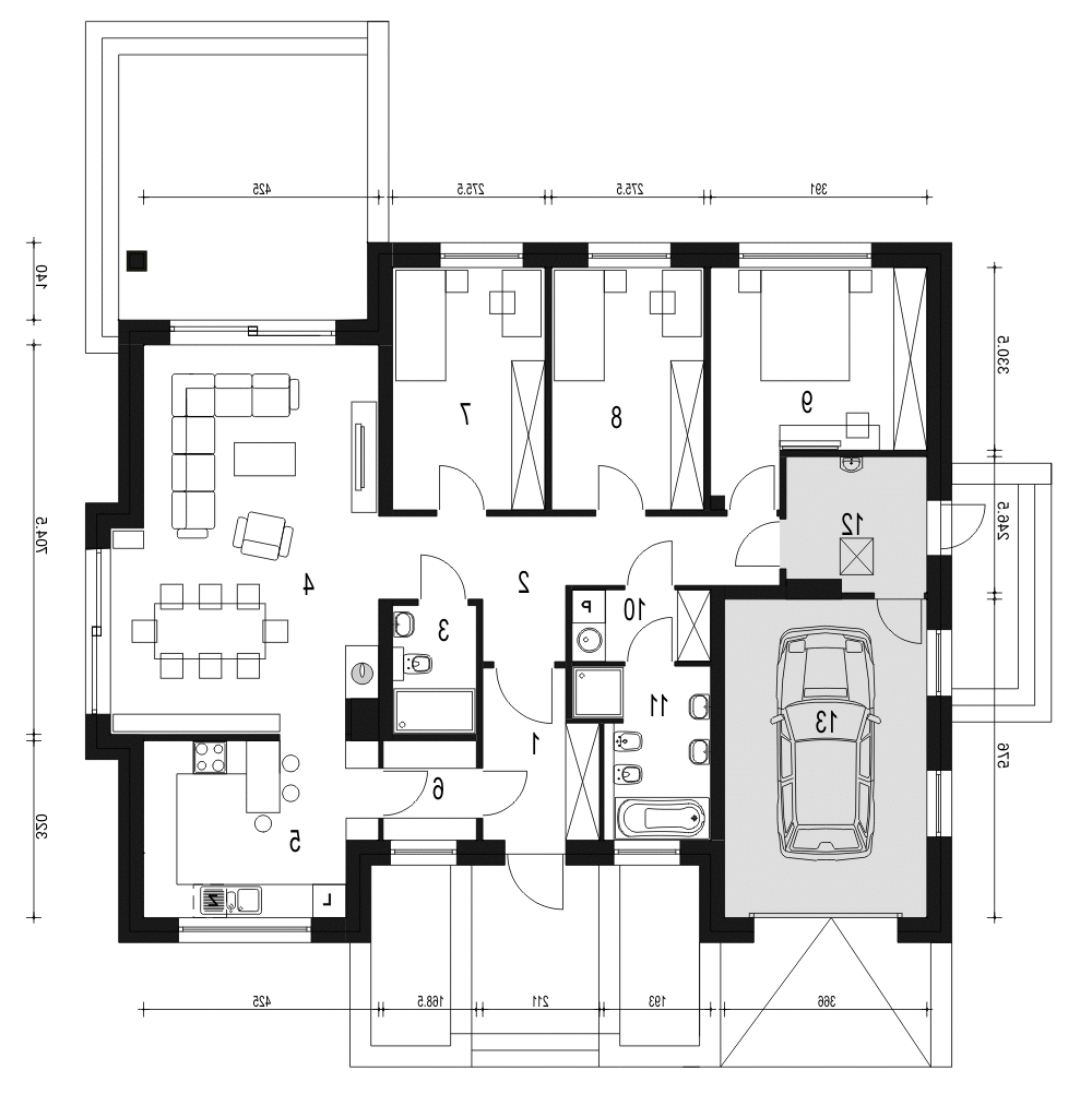 Aron z garażem 1-st. [A] (odbicie lustrzane) - miniatura 9