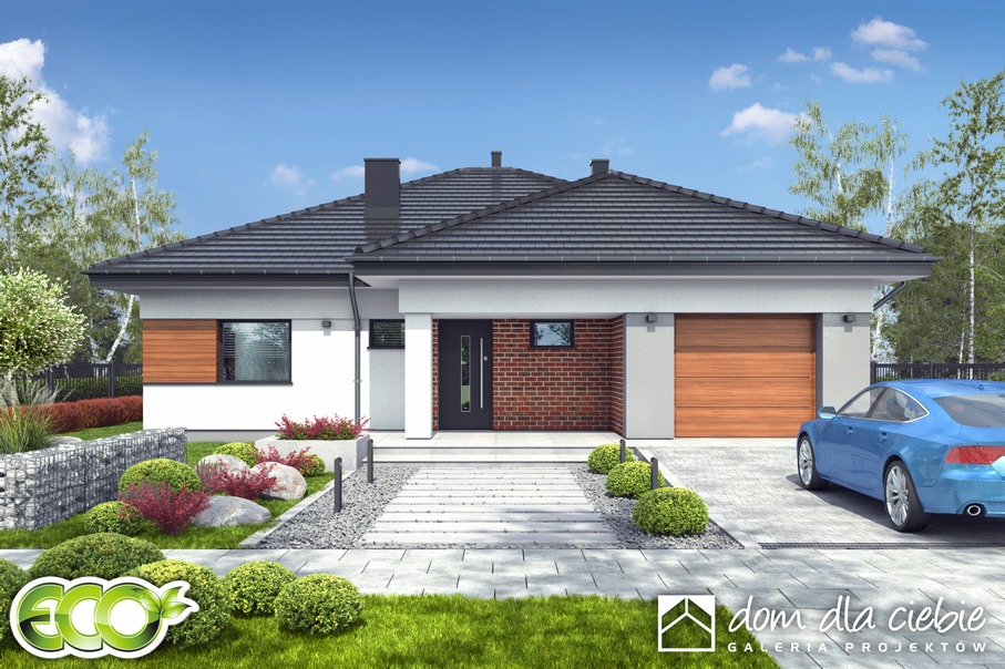 budowa domu Kalcyt z garażem 1-st. [A] (odbicie lustrzane) - New-House