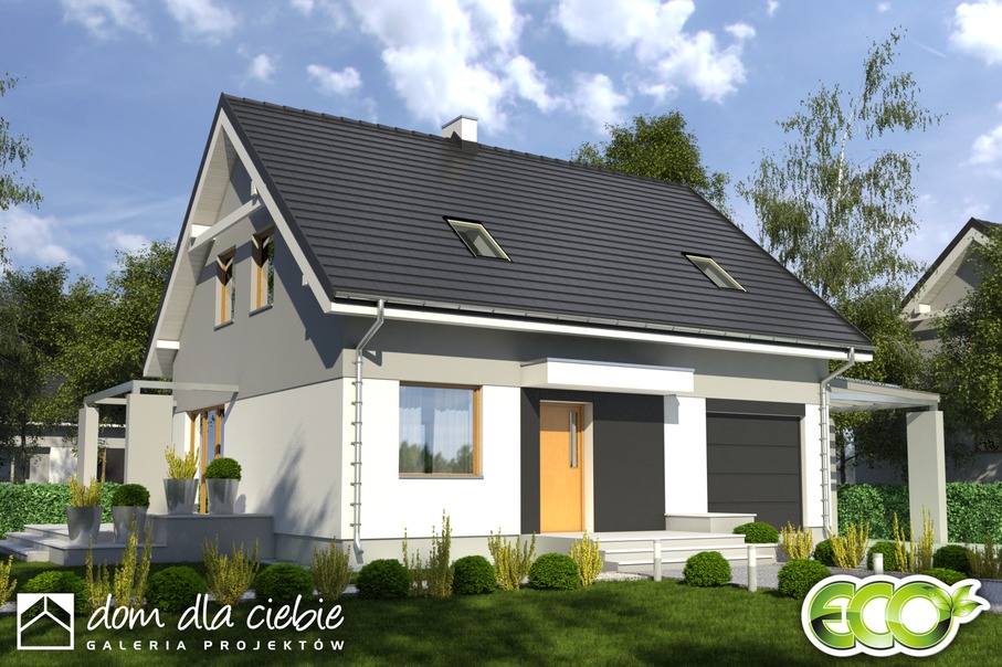 budowa domu Monika z garażem i wiatą [A1] - New-House