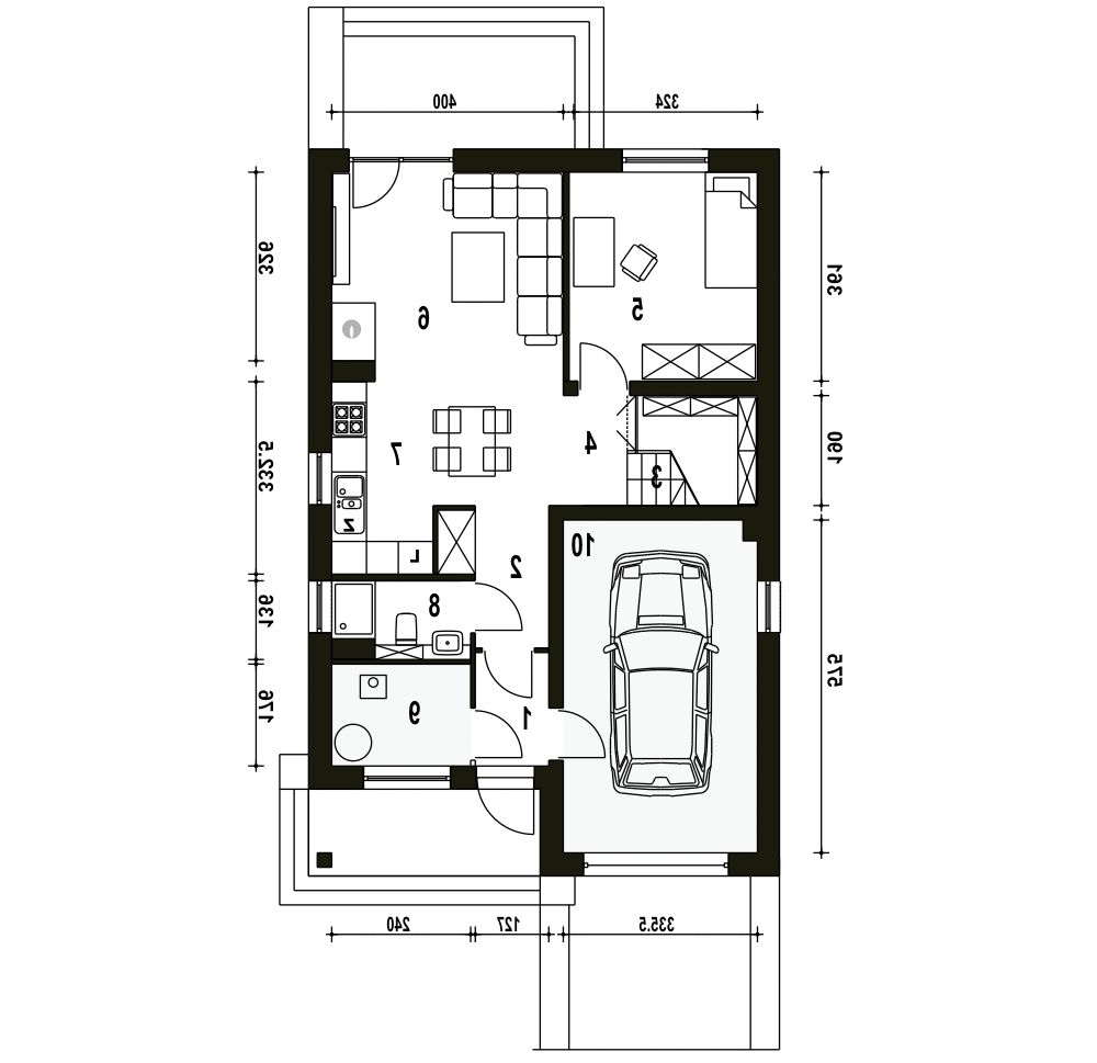Mazurek z garażem 1-st. [A] (odbicie lustrzane) - miniatura 8