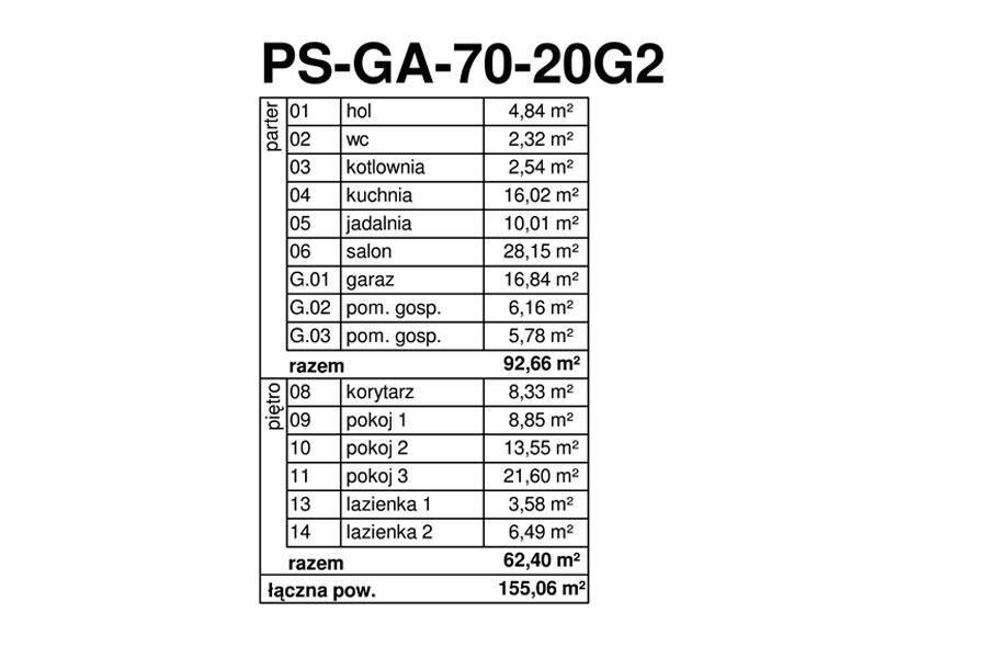PS-GA-70-20G2 dom jednorodzinny - projekt energooszczędny - miniatura 11
