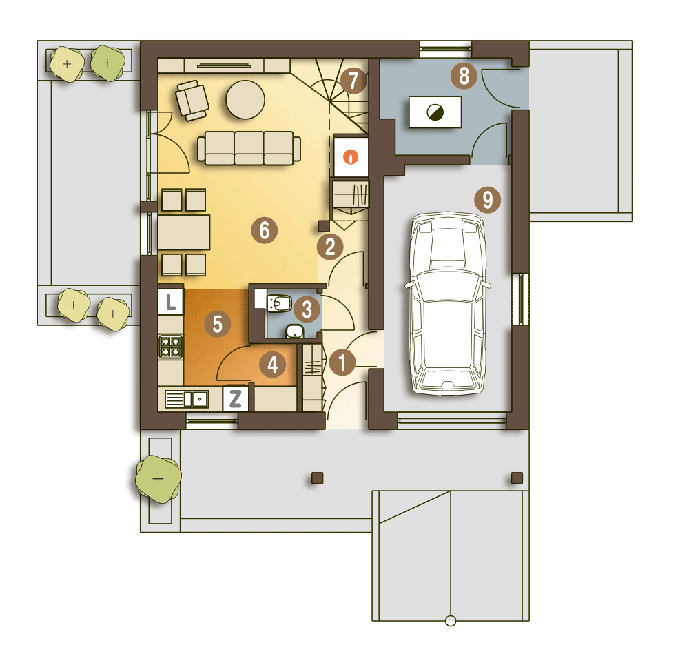 Turkawka z garażem 1-st. [A] - miniatura 9