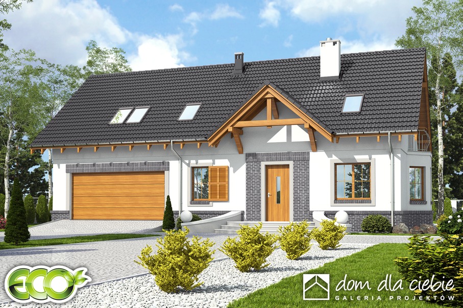 budowa domu Zgrabna II z garażem 2-st. [A1] (odbicie lustrzane) - New-House