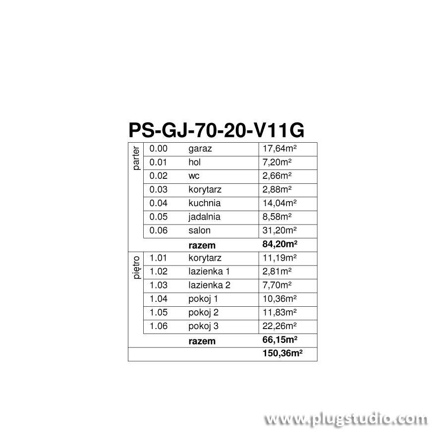 PS-GJ-70-20+G1-V11 dom jednorodzinny - projekt energooszczędny - miniatura 8