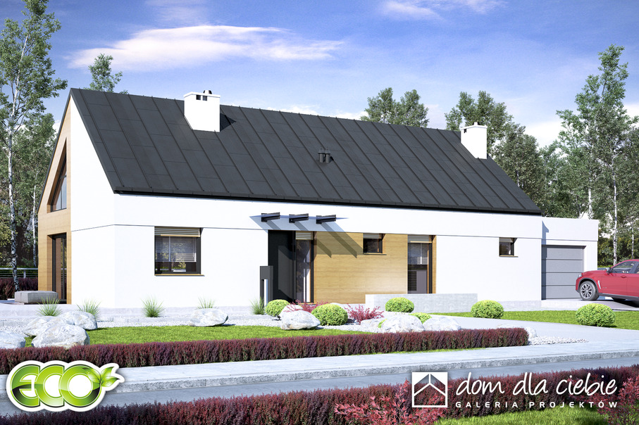 budowa domu Żurawinka II z garażem 1-st. [A] (odbicie lustrzane) - New-House