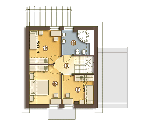 Ala z garażem 1-st. [A] (odbicie lustrzane) - miniatura 9