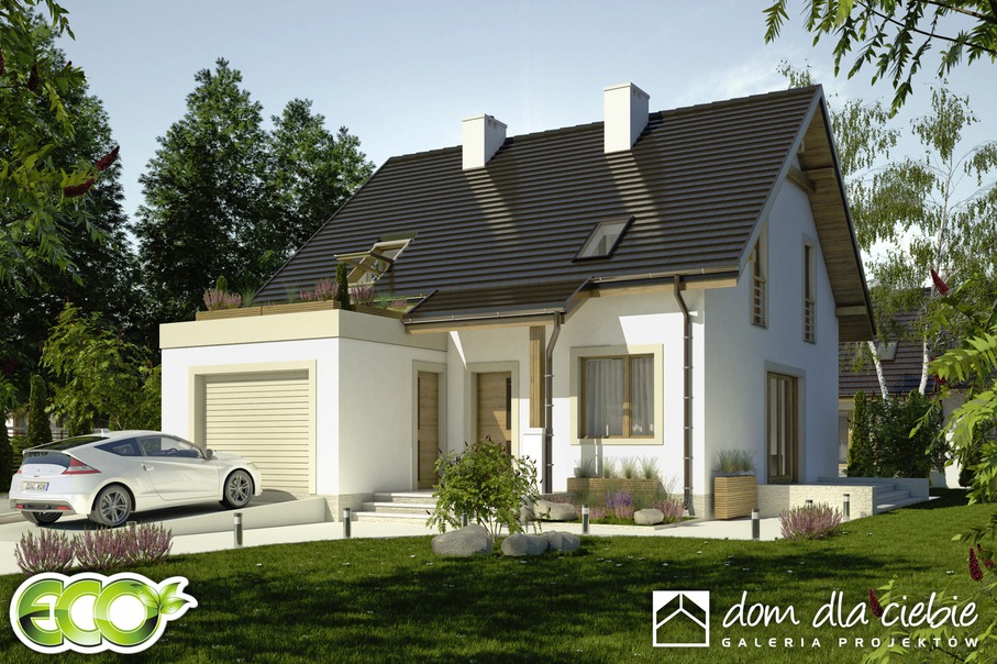 budowa domu Drop z garażem 1-st. [A] (odbicie lustrzane) - New-House