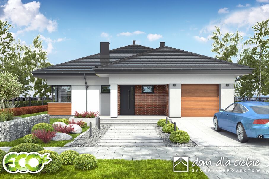 budowa domu Kalcyt II z garażem 1-st. [A] (odbicie lustrzane) - New-House