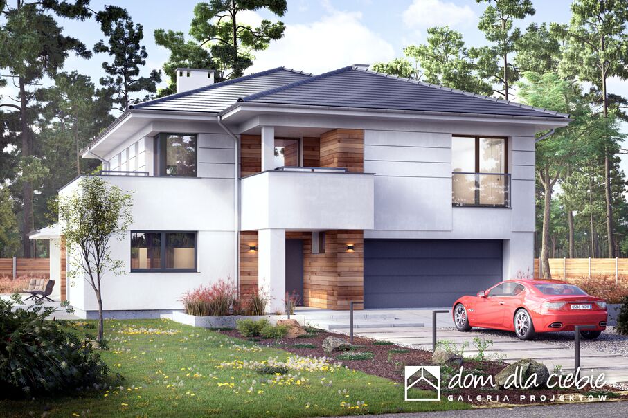 budowa domu Willa Sosnowa z garażem 2-st. [A] (odbicie lustrzane) - New-House