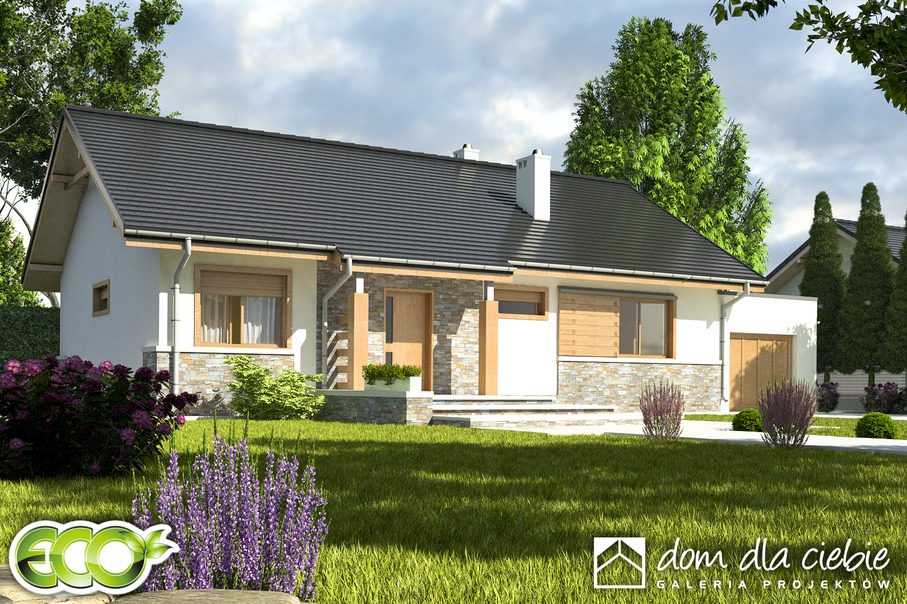 budowa domu Gąska II z garażem 1-st. [A1] (odbicie lustrzane) - New-House