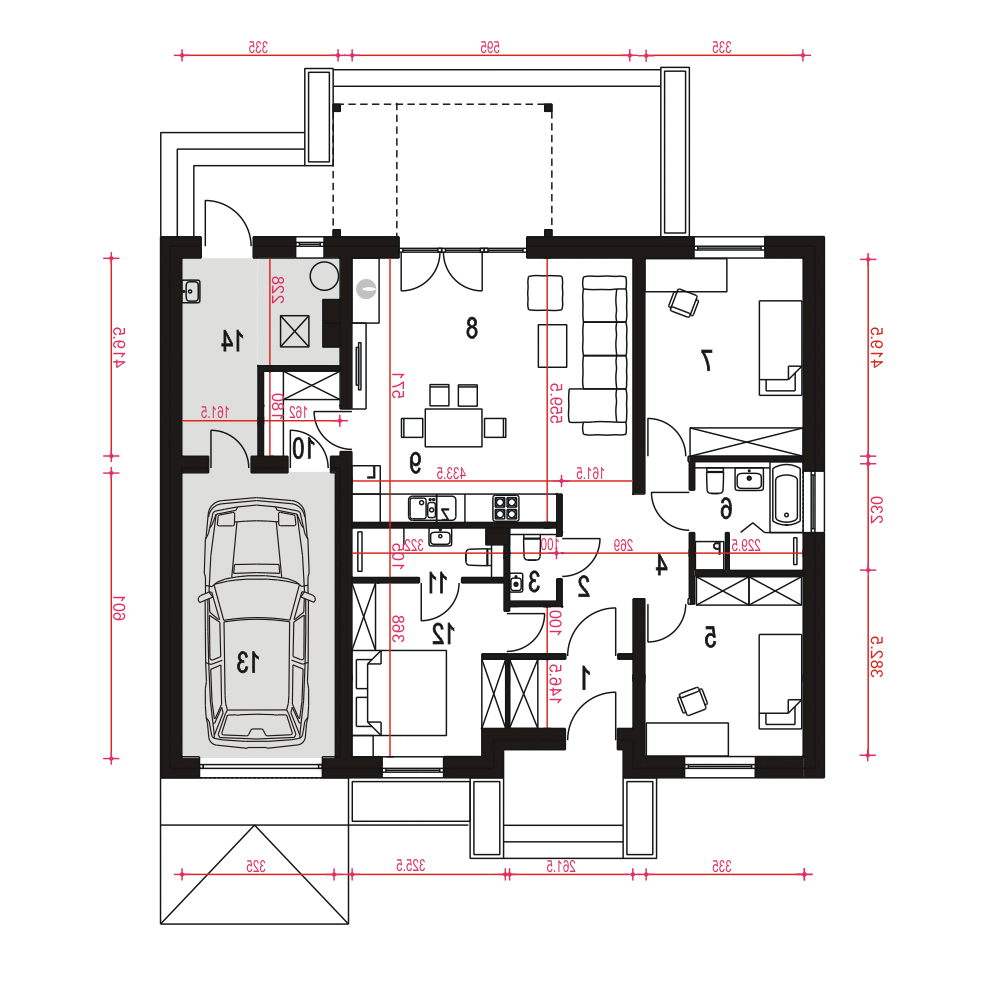 Opal z garażem 1-st. [A] (odbicie lustrzane) - miniatura 8