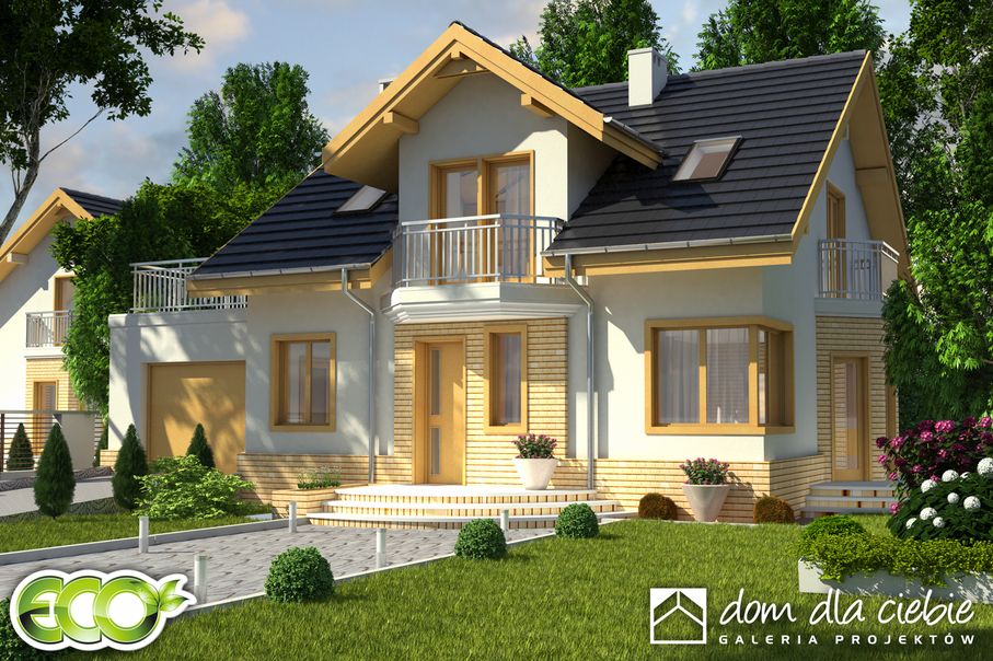 budowa domu Puszczyk z garażem 1-st. [A] (odbicie lustrzane) - New-House