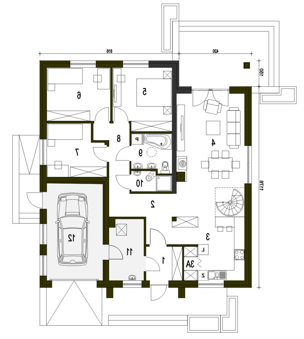 Alf II z garażem 1-st. [A] (odbicie lustrzane) - miniatura 8
