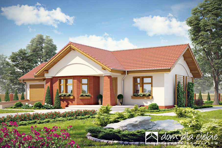 budowa domu Skowronek styl z garażem 1-st. [A] (odbicie lustrzane) - New-House