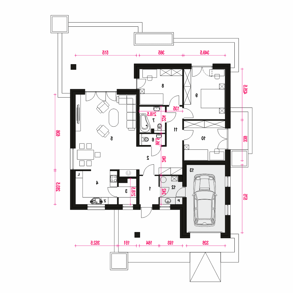 Kalcyt z garażem 1-st. [A] (odbicie lustrzane) - miniatura 8
