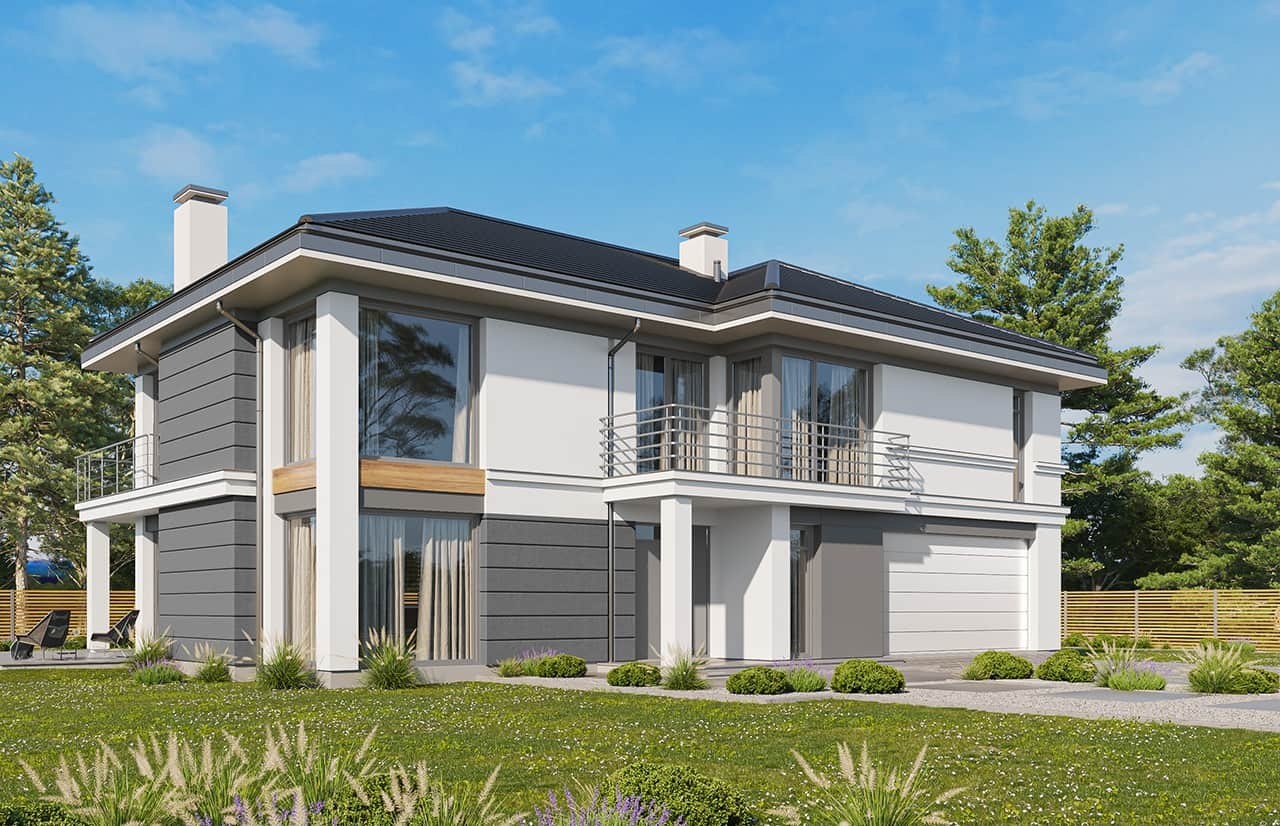 budowa domu - Riwiera 3 wariant C (odbicie lustrzane) - New-House