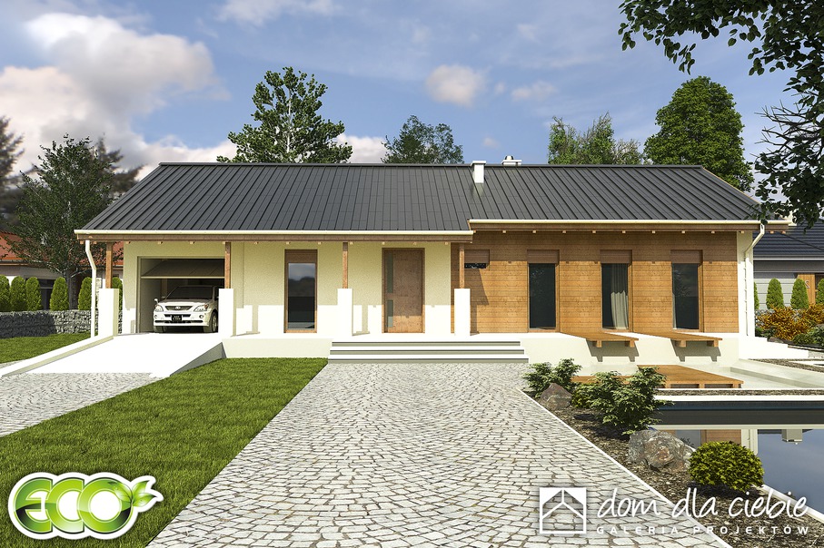 budowa domu Trznadel II z garażem 1-st. [A] (odbicie lustrzane) - New-House