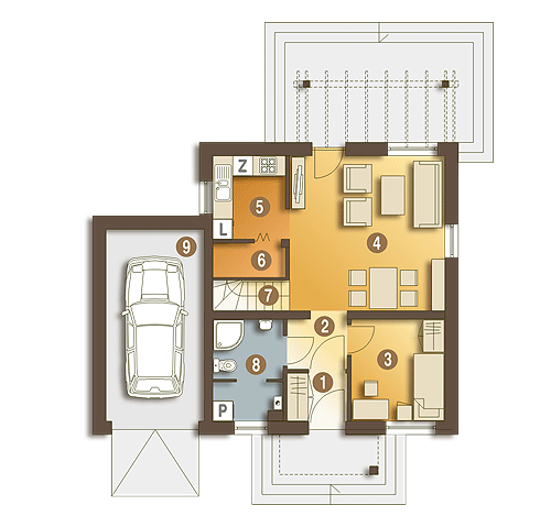 Ala z garażem 1-st. [A] - miniatura 8