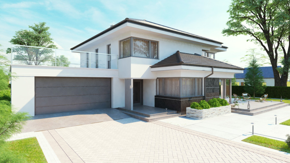 Budowa domu uA24v1 (odbicie lustrzane) z New-House