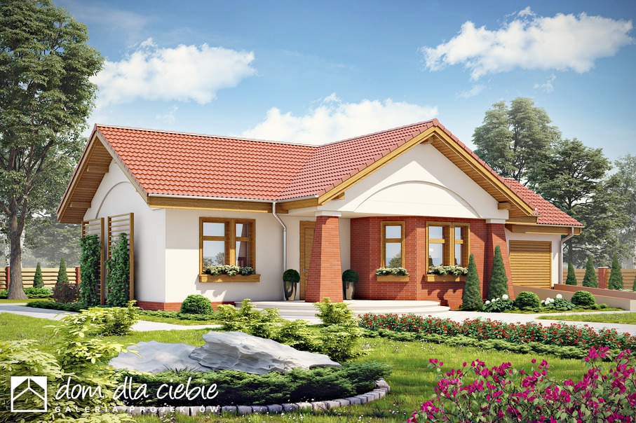 budowa domu Skowronek styl z garażem 1-st. [A] - New-House