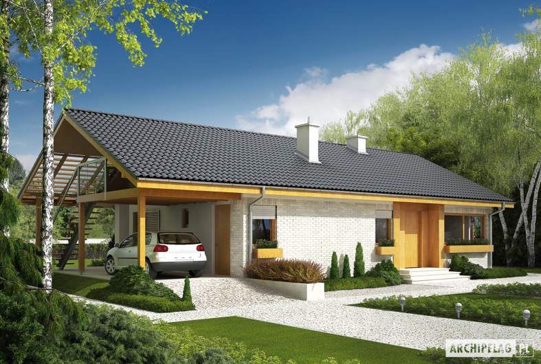 budowa domu Eryk (z wiatą) (odbicie lustrzane) - New-House